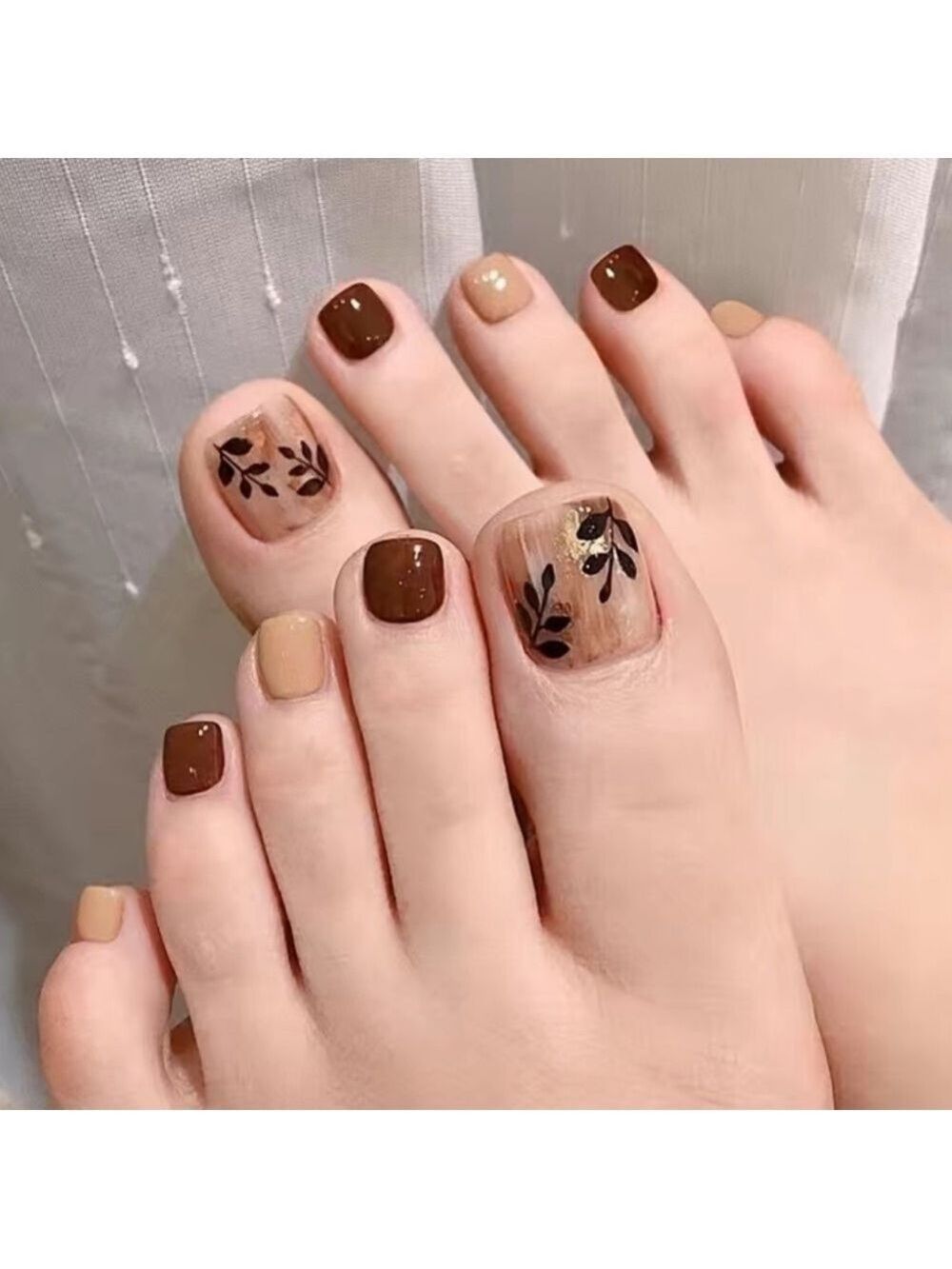 Smokey Brown toenails - Nail Junkie - full artificial nail set